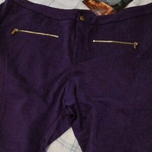 IMAN 💜Purple Pants with Gold Zipper Accents